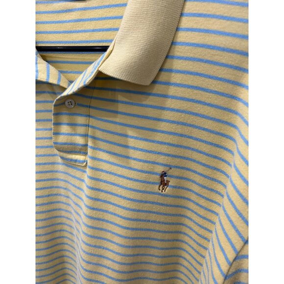 Polo Ralph Lauren Me’s Yellow Blue Striped Polo Shirt Sz XXL - Picture 4 of 8